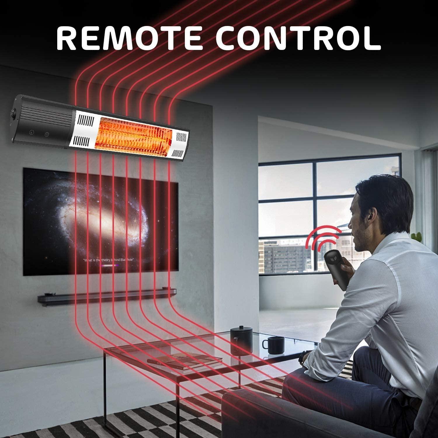 Electric Patio Heater, Outdoor Wall Mounted Heater with Remote Control and Timer, 1500W Fast Heating Heater, Indoor/Outdoor Infrared Heater, for Balcony, Courtyard, Living Room, Bedroom, D5887 - Image 4