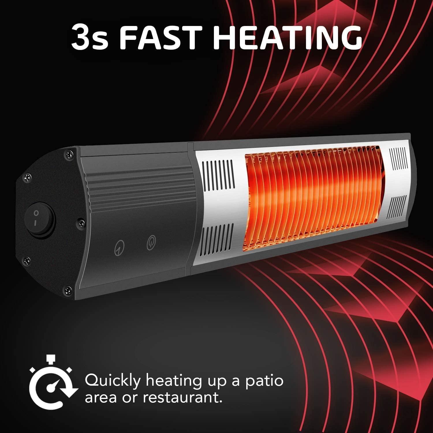 Electric Patio Heater, Outdoor Wall Mounted Heater with Remote Control and Timer, 1500W Fast Heating Heater, Indoor/Outdoor Infrared Heater, for Balcony, Courtyard, Living Room, Bedroom, D5887 - Image 5