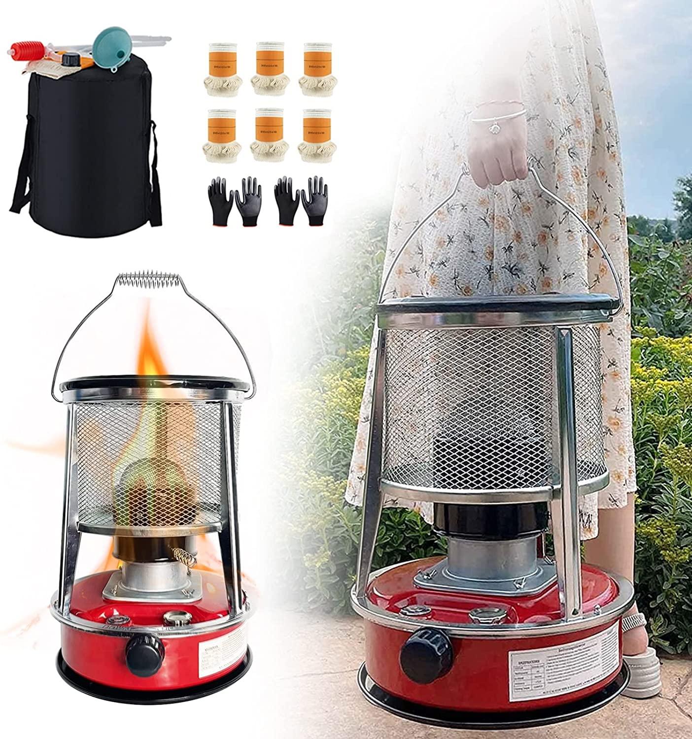 Red Kerosene Stove Non Electric Kerosene Heaters for Indoor Heater Stainless Steel Space Heater with Stove Bag Portable Camping Burner Handy and Fast Tent Heater (Color : Red-4.6L)
