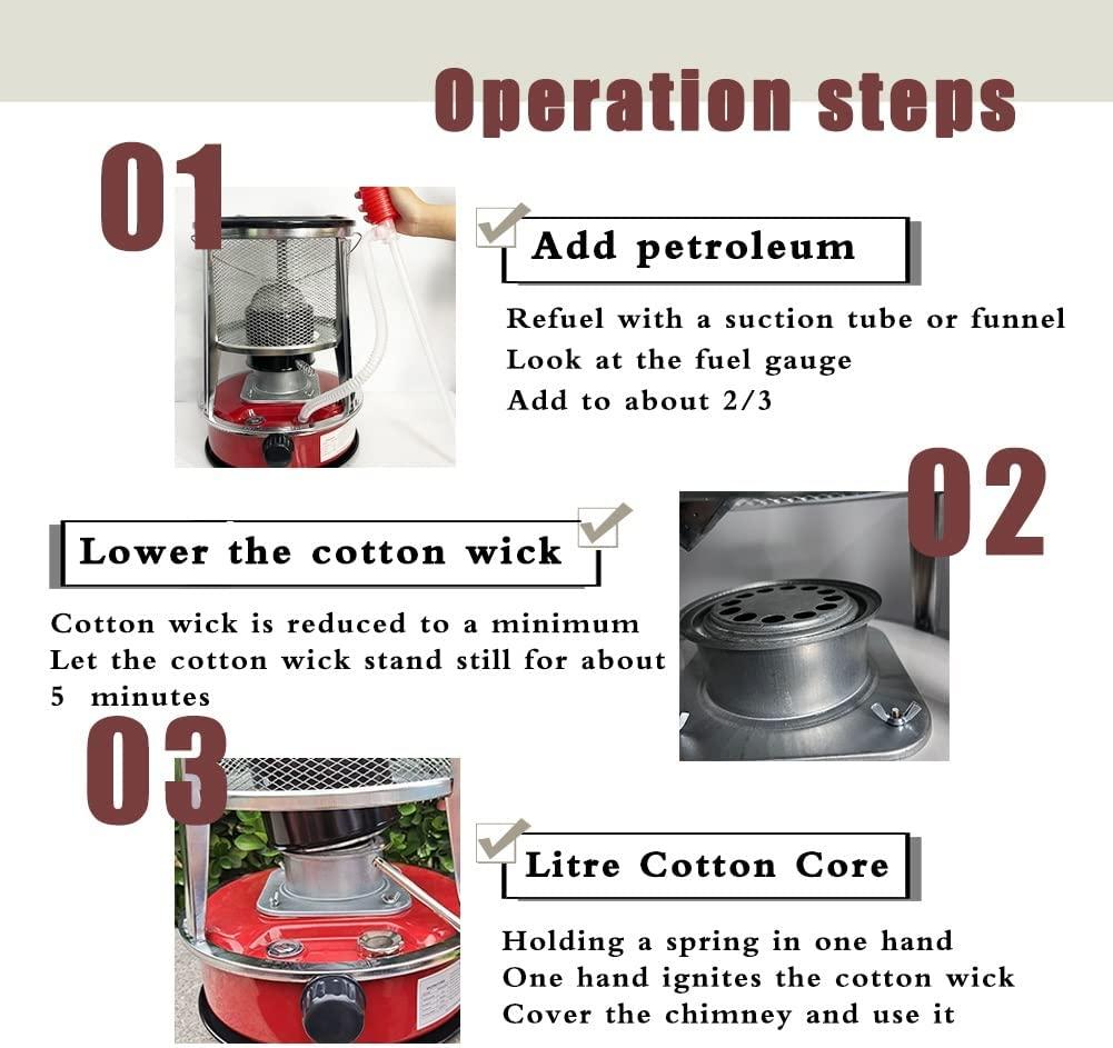 Red Kerosene Stove Non Electric Kerosene Heaters for Indoor Heater Stainless Steel Space Heater with Stove Bag Portable Camping Burner Handy and Fast Tent Heater (Color : Red-4.6L) - Image 6