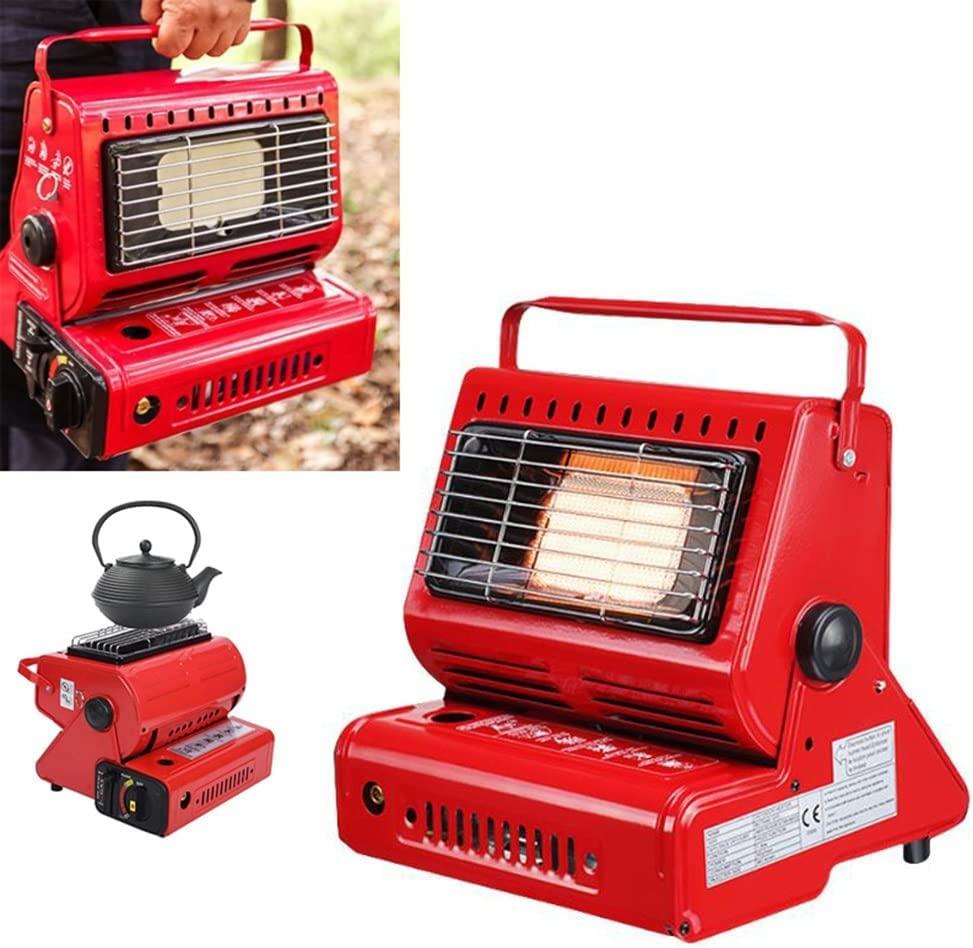LKP Portable Outdoor Gas Heater, Black Portable Warming Heater for Outdoor Camping Caravans Hiking Tent Travel Heating, Lightweight, Compact Butane Stove (Color : Red)