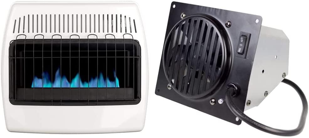 Dyna-Glo 30,000 BTU Liquid Propane Blue Flame Vent  Wall Heater, White & Vent- Wall Heat Fan