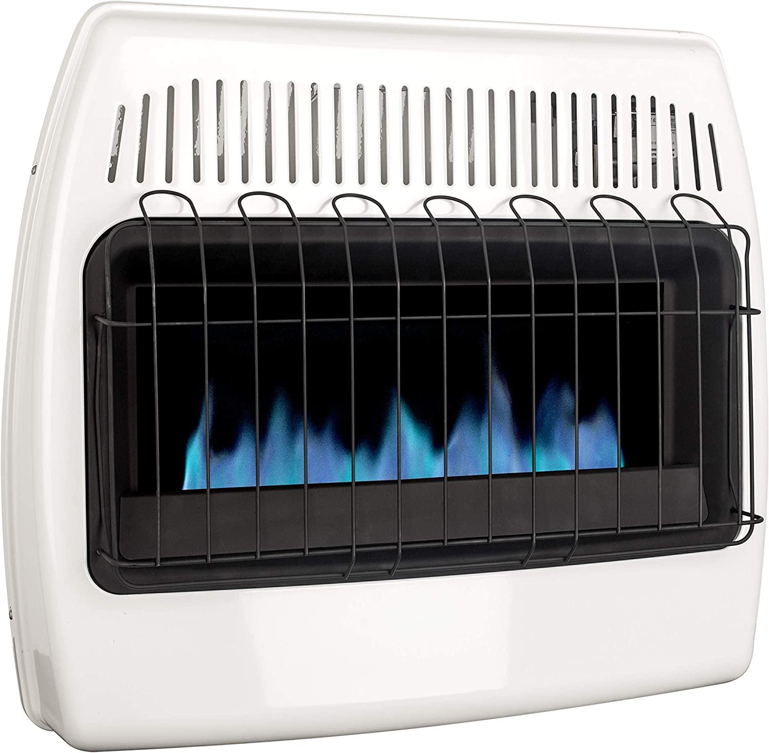Dyna-Glo 30,000 BTU Liquid Propane Blue Flame Vent Wall Heater, White & Vent- Wall Heat Fan - Image 3