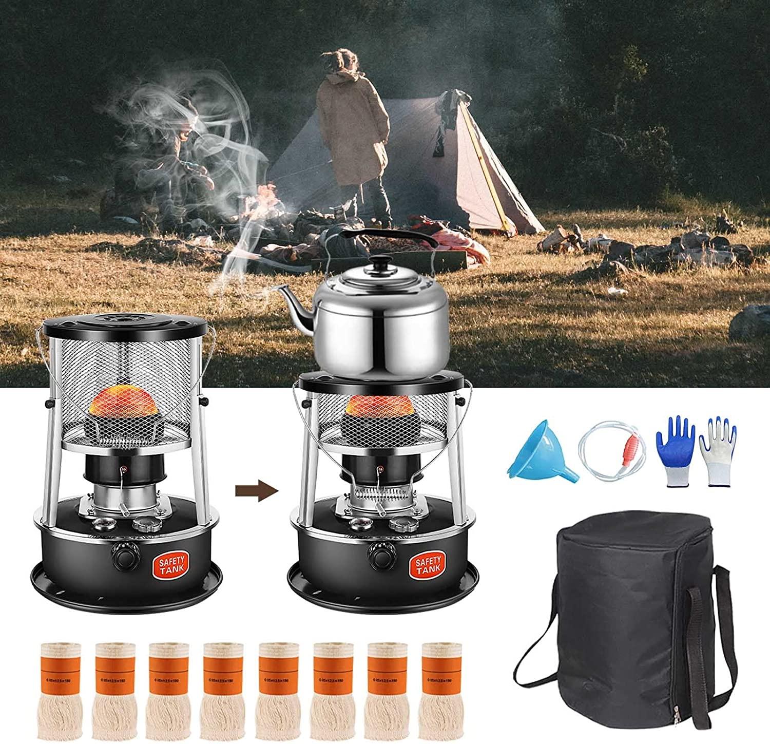 Kerosene Heaters for Indoor Use, Portable Multifunctional Stove Suitable for Camping Ice Fishing Cooking, Oil Space Heaters, Emergency Heater for Power Outage, Easy to Use (Size : A-Black(4.5L))