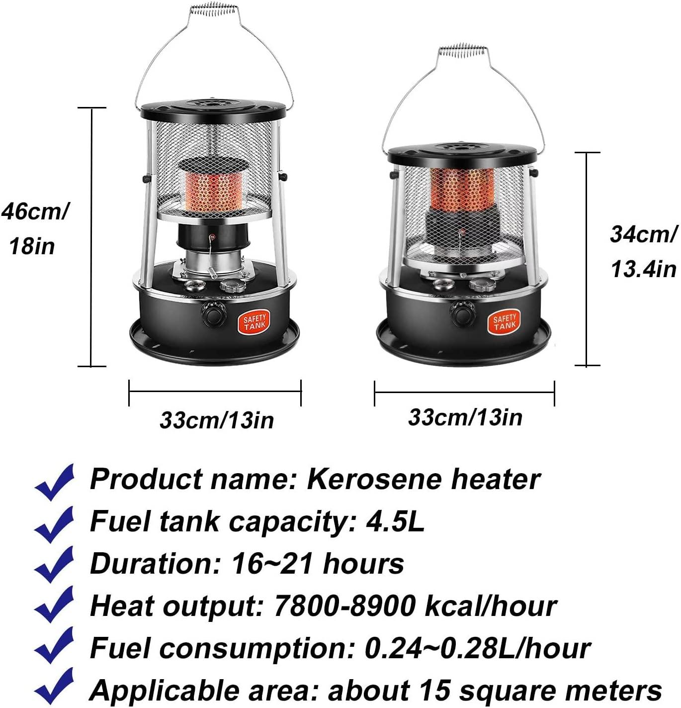 Efficient Non Electric Heaters for Indoor Use, Kerosene Oil Heater with Portable Handle, Protective Cover Adjustable Kerosene Indoor Heaters for Indoor Use, for Winter Heating Indoor and Outdoor - Image 4