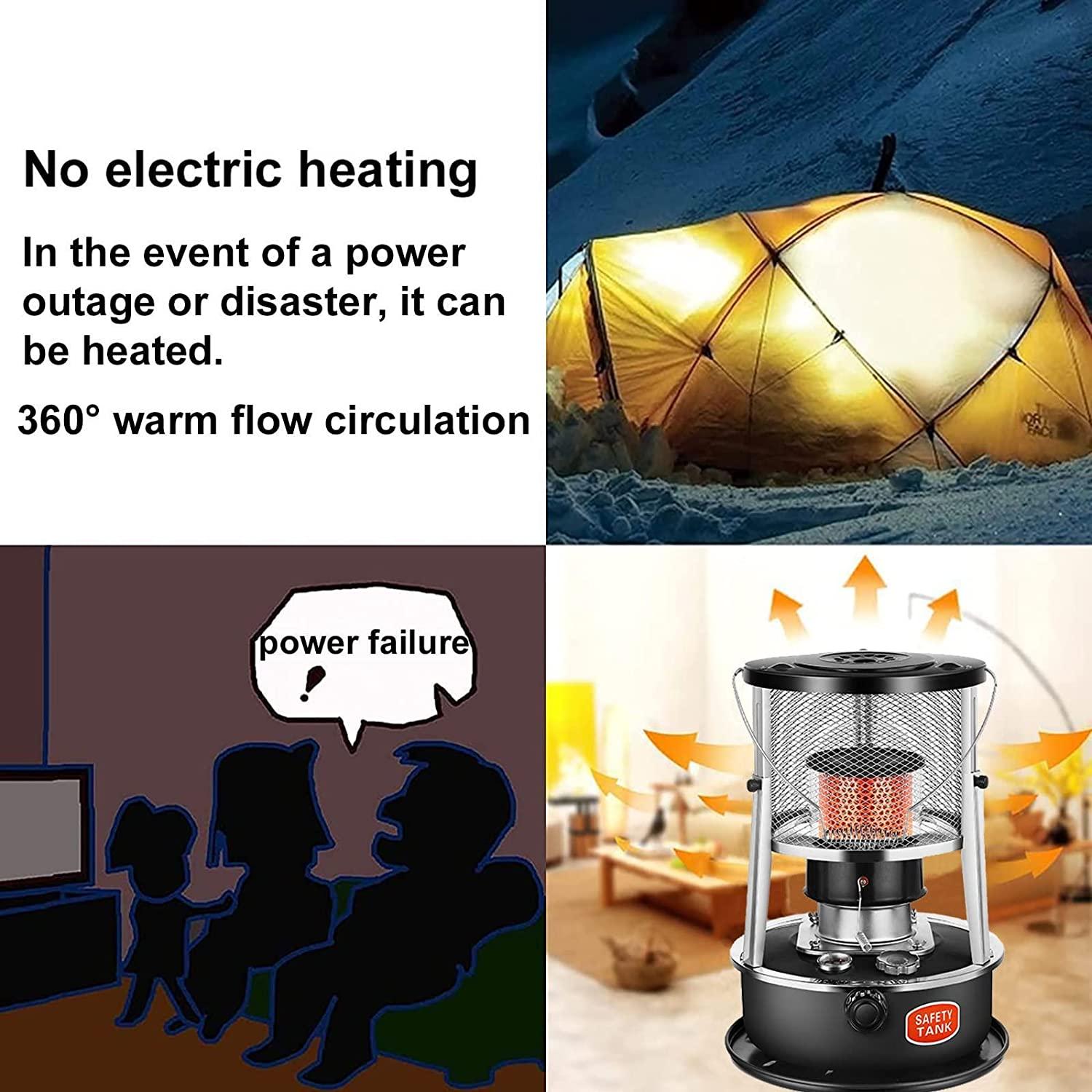 Lake Blue/Black Stainless Steel Kerosene Stove Heaters for Indoor Use, Emergency Heater with Adjustable Protective Cover, Non Electric Heaters for Camping, for Balcony, Garden, Patio or Camping - Image 5