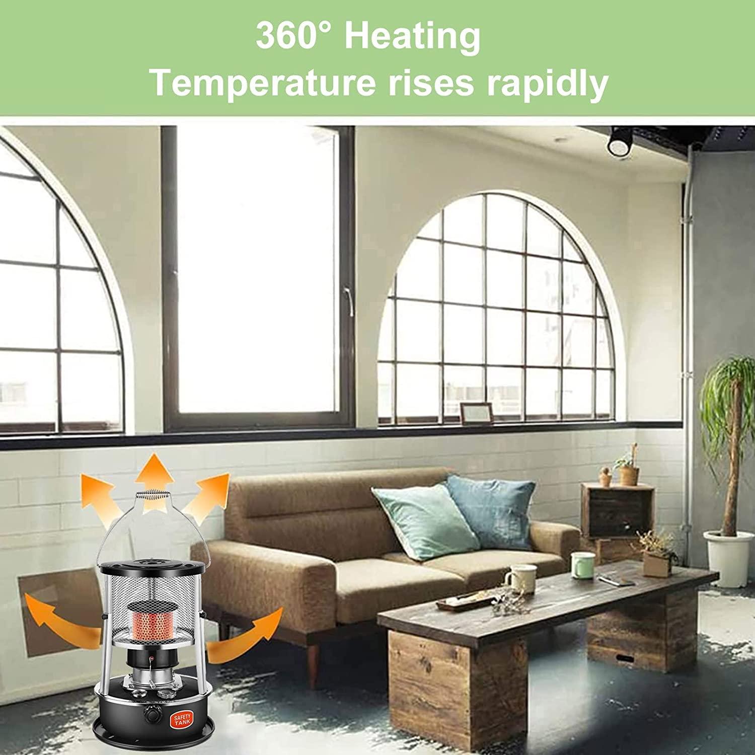 Lake Blue/Black Stainless Steel Kerosene Stove Heaters for Indoor Use, Emergency Heater with Adjustable Protective Cover, Non Electric Heaters for Camping, for Balcony, Garden, Patio or Camping - Image 6