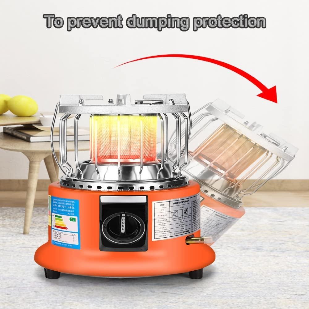2 in 1 Camping Outdoor Propane Heater & Stove, Camping Gas Heater, 1.3kw Portable Gas Heater Outdoor Camping Fishing Caravan Outdoor Party (Color : Orange) - Image 5