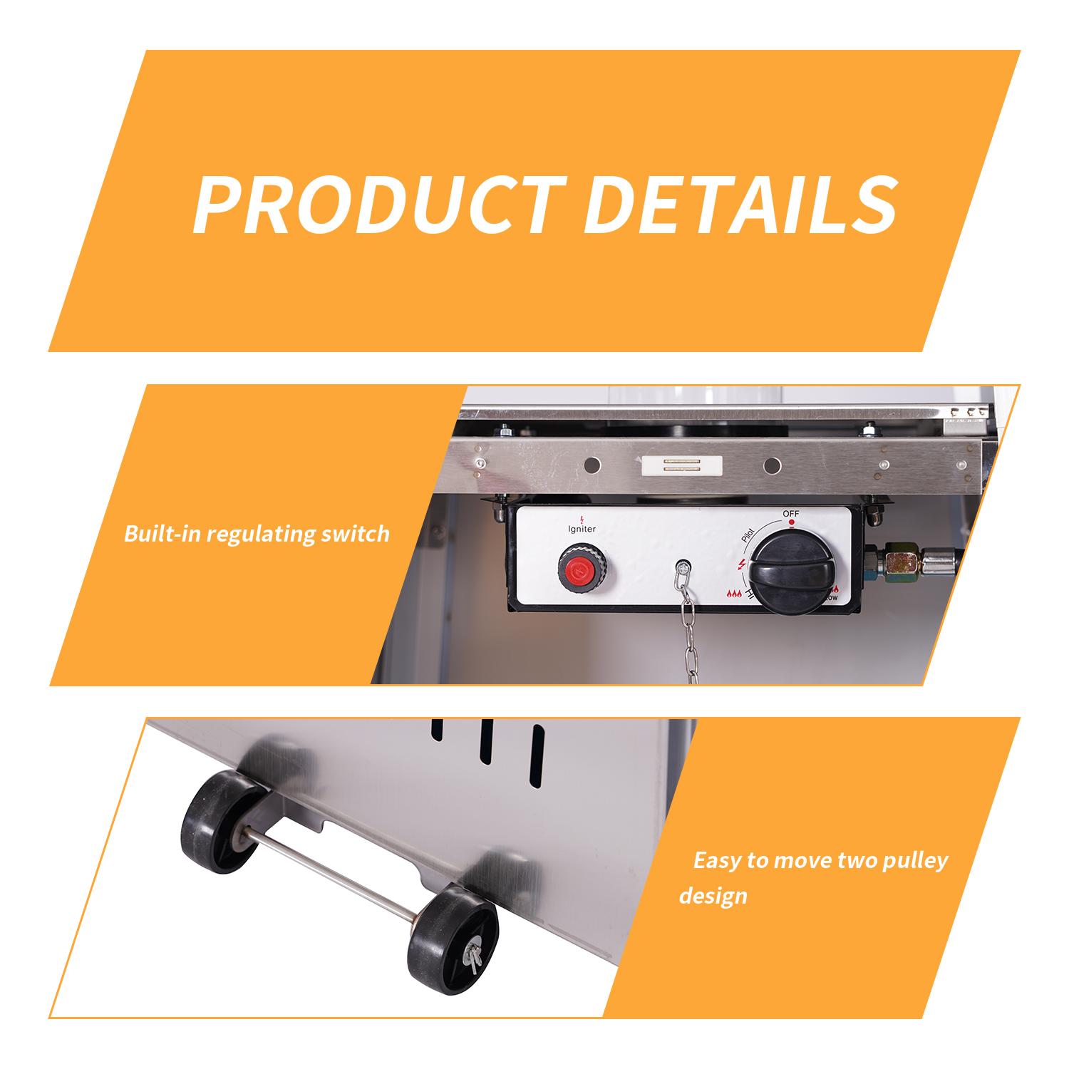 CoSoTower Outdoor Patio Pyramid Propane Space Heater-46,000 BTU Output Portable Flame Heater,W/Wheels,Stainless Steel Color - Image 5