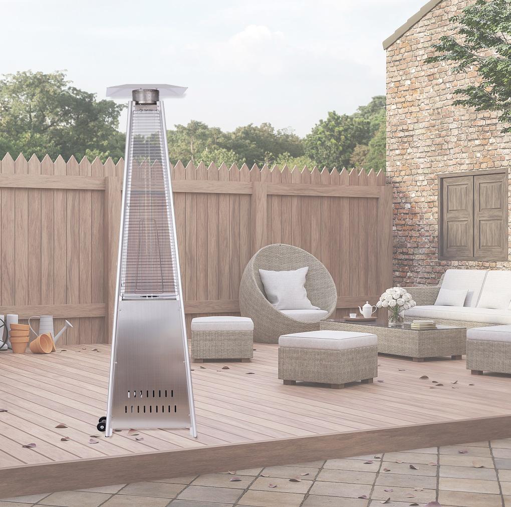 CoSoTower Outdoor Patio Pyramid Propane Space Heater-46,000 BTU Output Portable Flame Heater,W/Wheels,Stainless Steel Color - Image 7