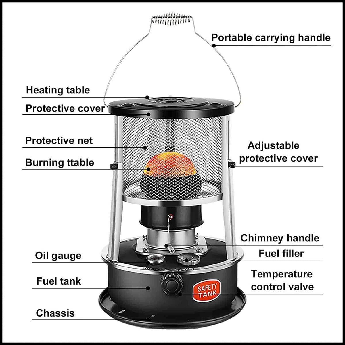 DUTIL Kerosene Stove Heater, Height Adjustable Non Electric Heaters for Indoor, Stainless Steel Oil Heater, with Portable Handle, with 8 Wicks 2 Pairs of Gloves - Image 6
