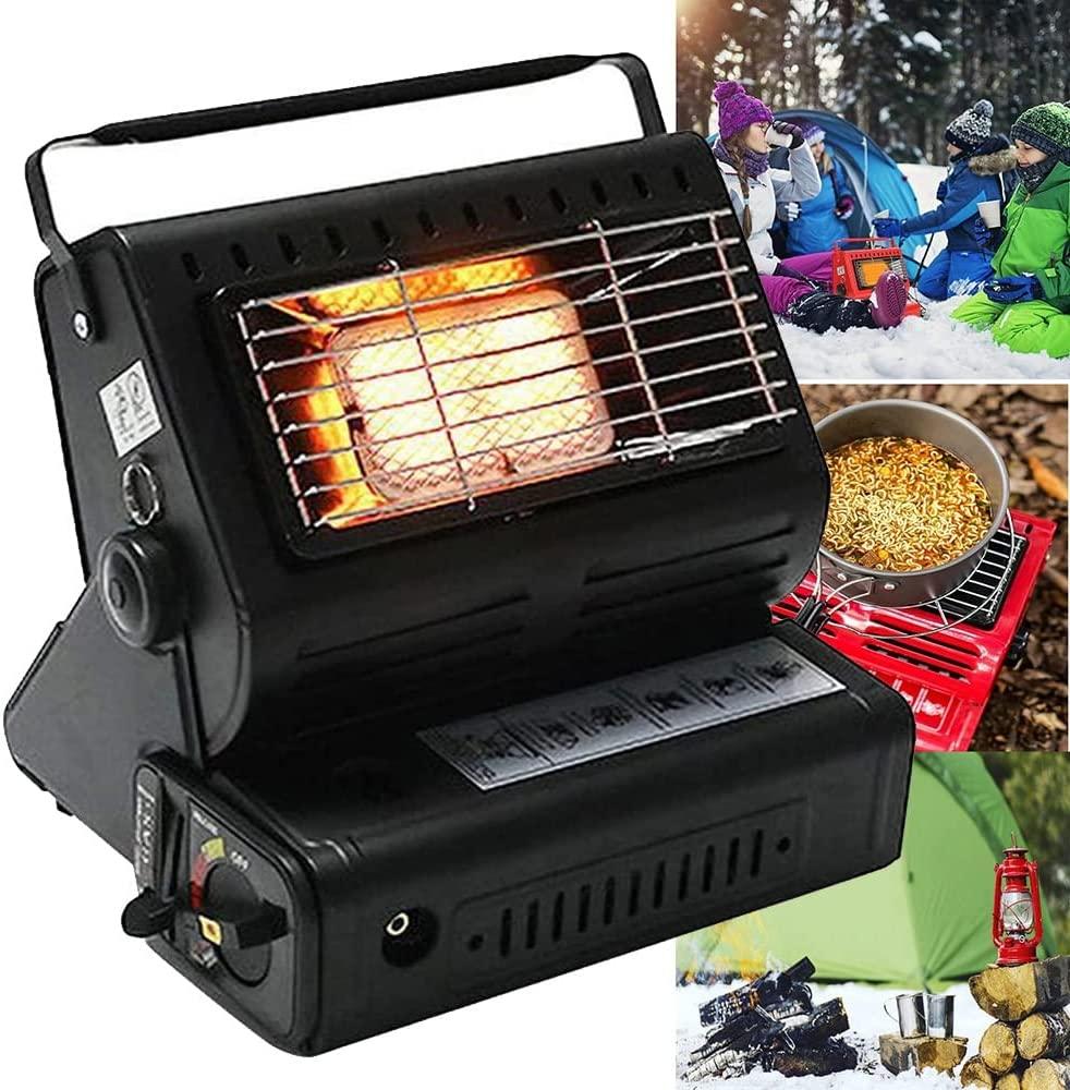 WJWA Propane Heater with Handle, Space Heater for Camping Tents, Outdoor Gas Stove in Winter Warmer, Compact Lightweight Heater (Color : Black)