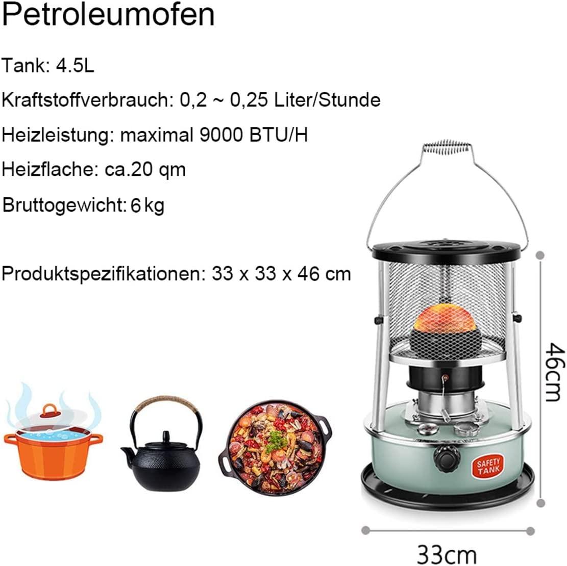 Kerosene Stove Heaters for Indoor Use, Non Electric Indoor Kerosene Convection Heater, 4.5L Durable Portable Camping Furnace Burner, Height Adjustable 34-46cm - Image 7