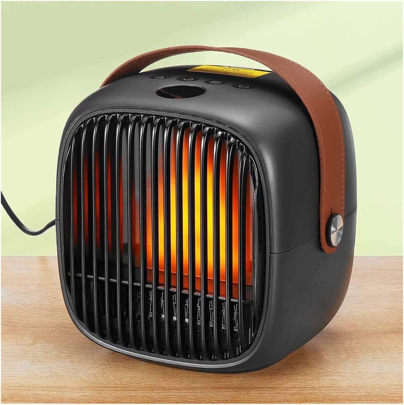 Portable Electric Heater Desktop Fan Heater LCD Screen White Noise Warm Air Blower Heating Heater Fan (Color : 01, Plug Type : US)