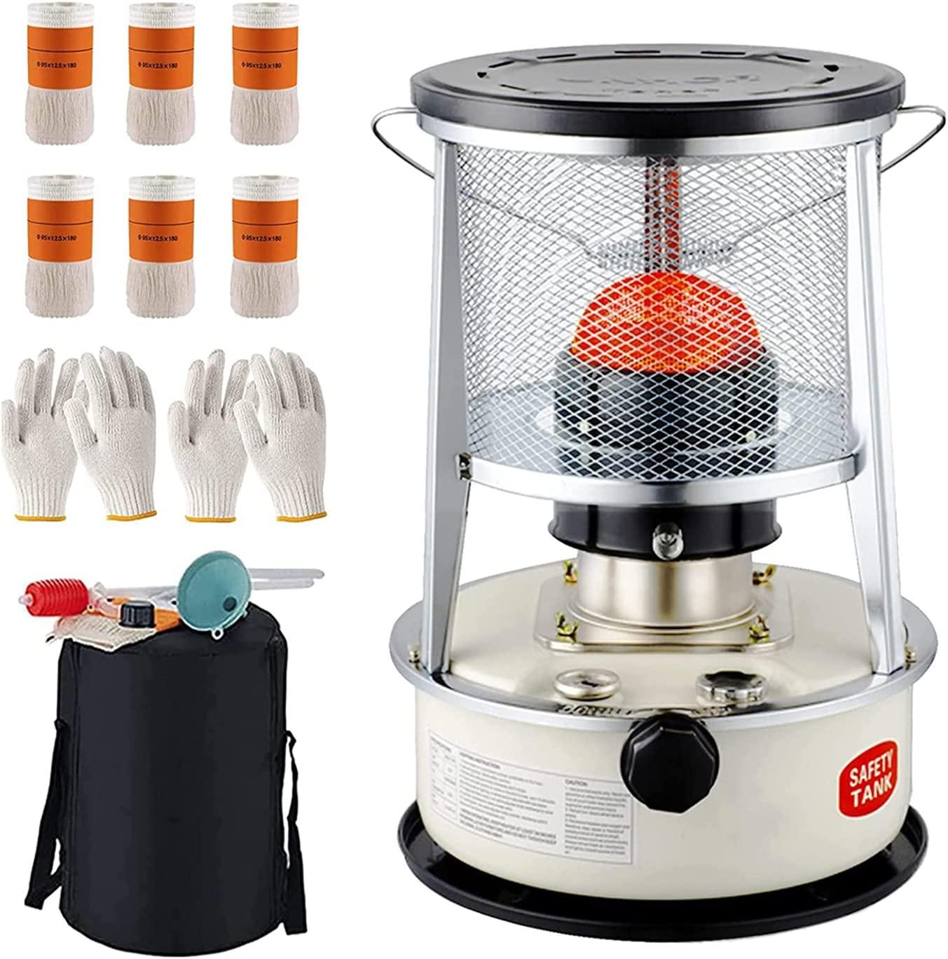 Portable High-Efficiency Petroleum Stove, 6L Petroleum Heater Tent Heater, Without Electricity, with 6 Cotton Cores and 2 Gloves, for Indoor Outdoor Heating