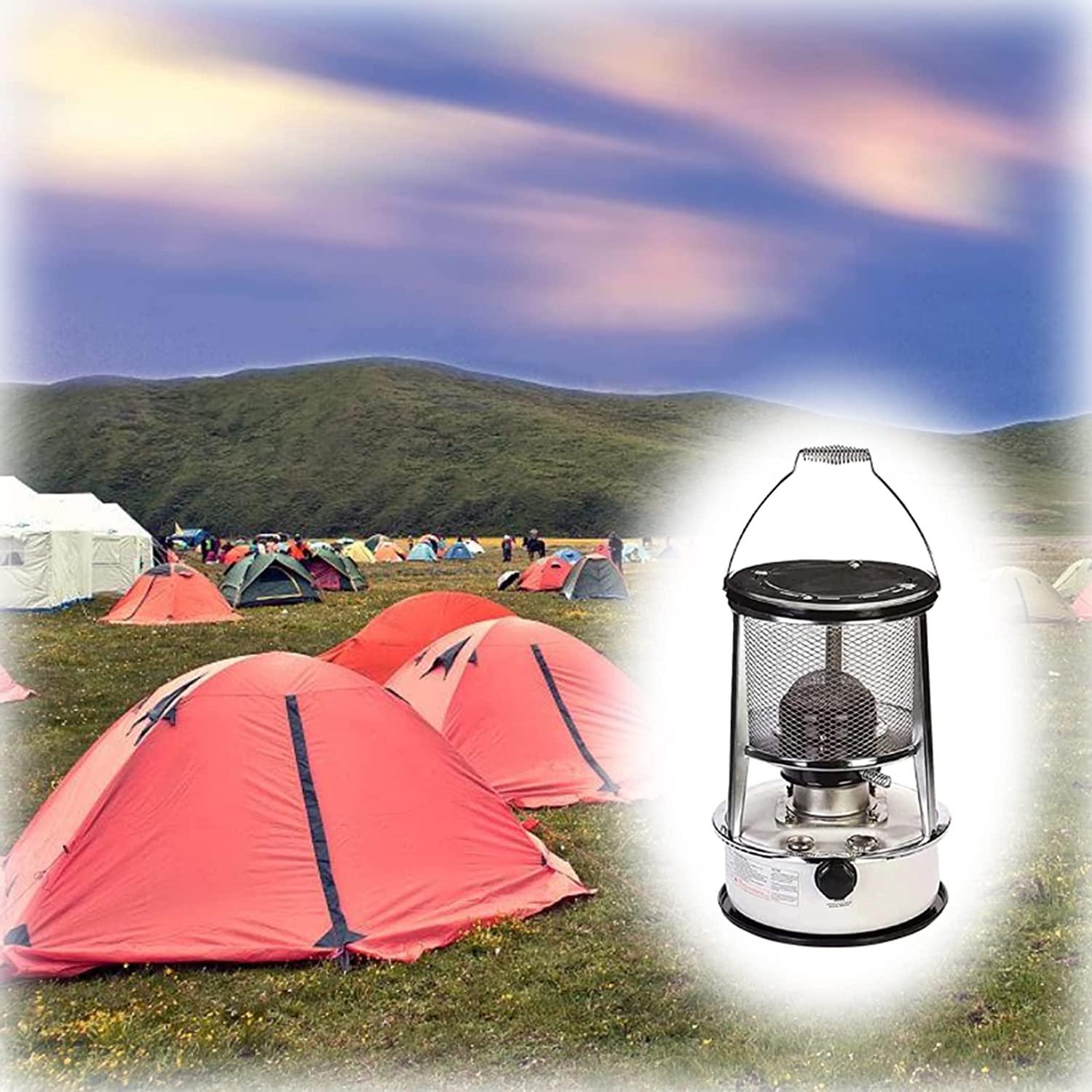 Camping Stove Outdoor Kerosene Heater Stainless Steel Kerosene Stove Burner with Fall Protection and 6 Wicks, for Indoor Outdoor Patio Deck Ice Fishing Tent Garage (Color : White (6L 6 Wicks))