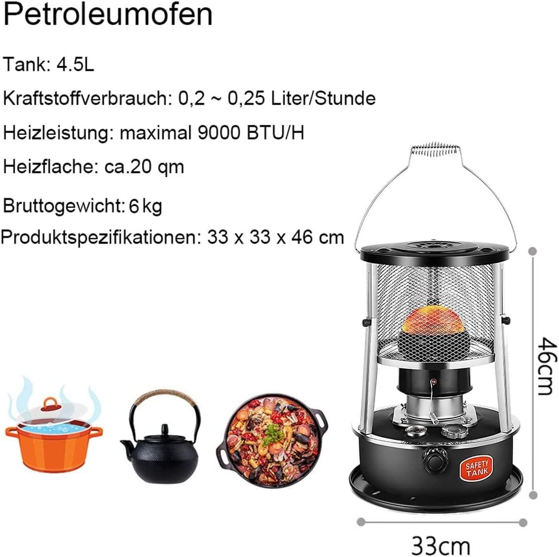Kerosene Stove Heater with Stove Bag + 4 Wick, Lightweight Portable Kerosene Stove Burner for Cooking, 4.5L Convection Heaters Non Electric Fuel-efficient for Indoor Winter Boiling Water - Image 7