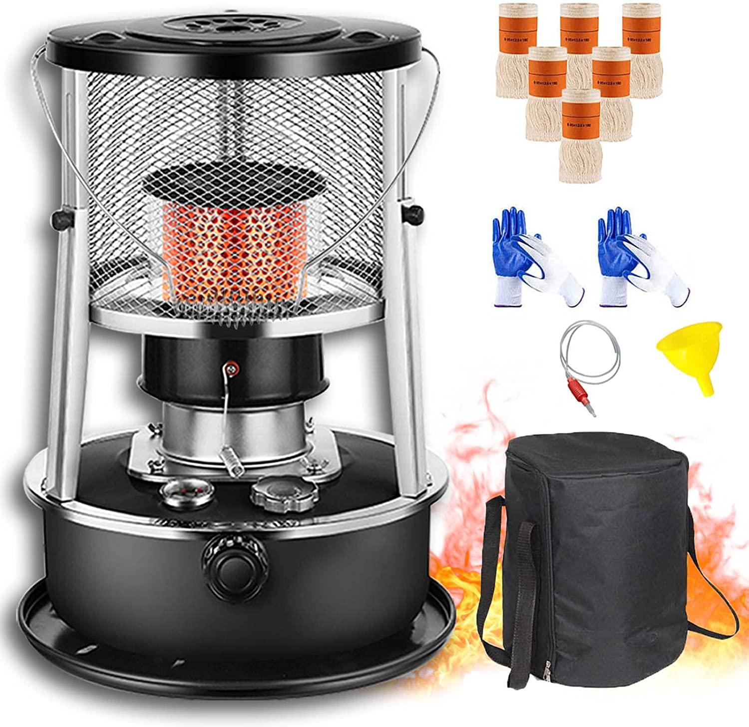 Kerosene Heaters for Indoor Use Outdoor Camping, Stainless Steel Kerosene Oil Heater with Anti-Tipping Automatic Closing, Lightweight Portable Liftable Design for Indoor Outdoor, Patio, Deck, Home