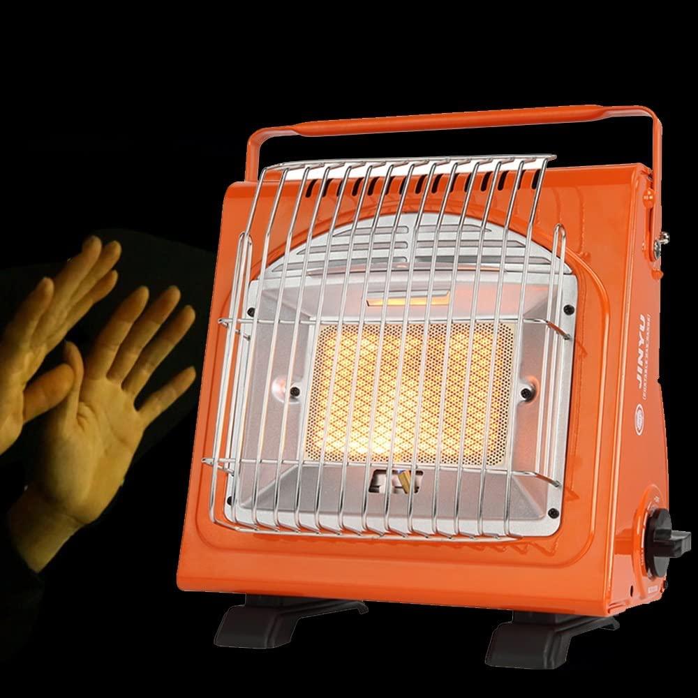 WJWA 1.7kw Camping Stove Portable Butane Heater Multifunctional Ceramic Gas Heater for Outdoor/Indoor Use Ice Fishing Hiking Hunting Survival Emergency (Color : Orange)