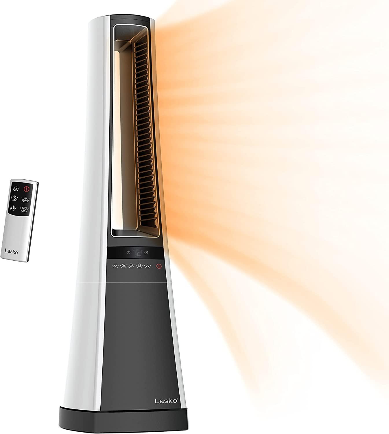 Lasko Bladeless W/Remote Space Heaters, 27&quot, Silver AW300