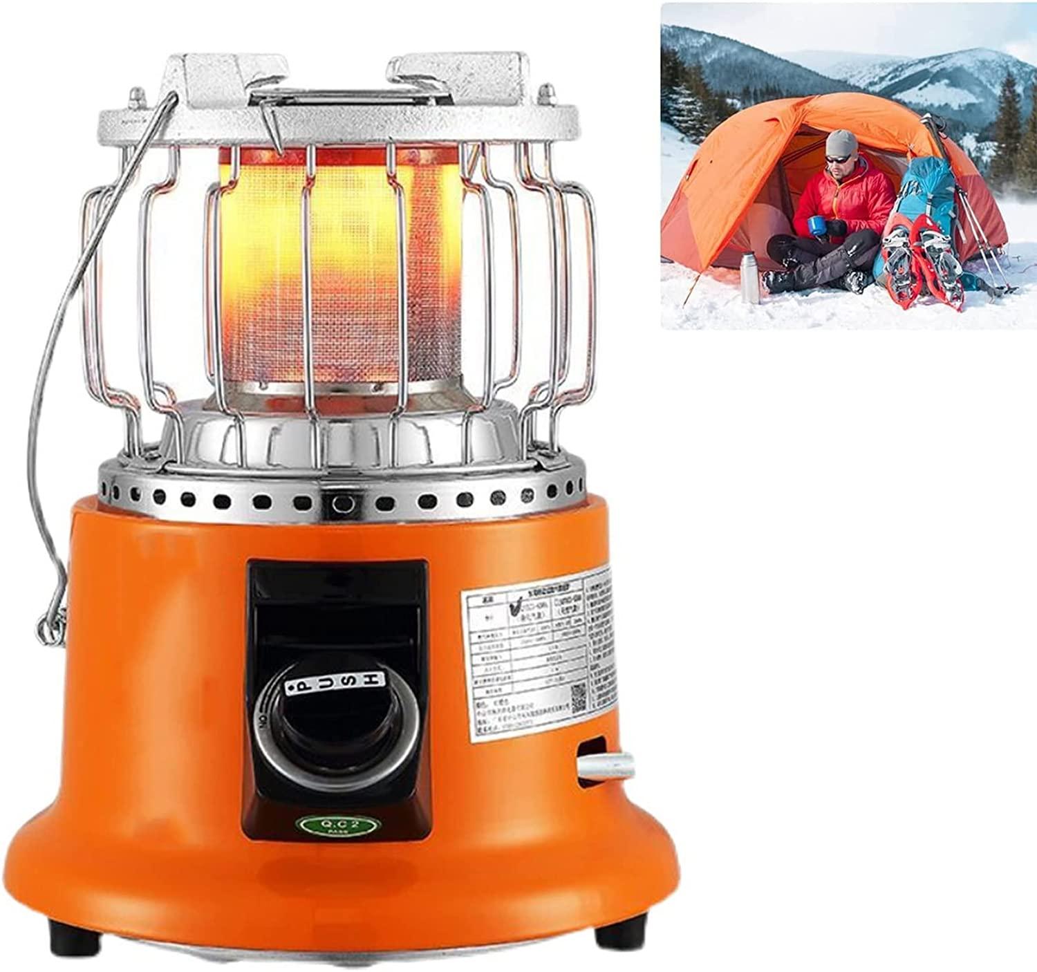 Outdoor Tent Propane Heater,Portable Gas Heater for Car Camping Stove,3.6kw Outdoor Multifunctional Gas Heater with Handle,for Ice Fishing Hiking Hunting Patio Camping Caravan,(Orange)