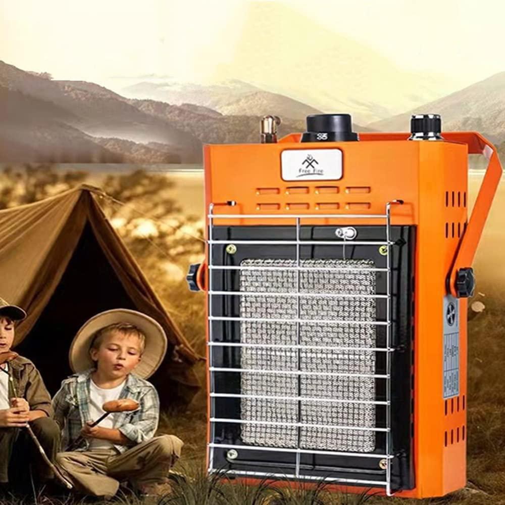 WJWA 2-in-1 2900W Gas Stove, Portable Heater, 7.9×12.6in, Cooker Gas Heating Warmer for Indoor Outdoor Ice Fishing Travel Camping Tent