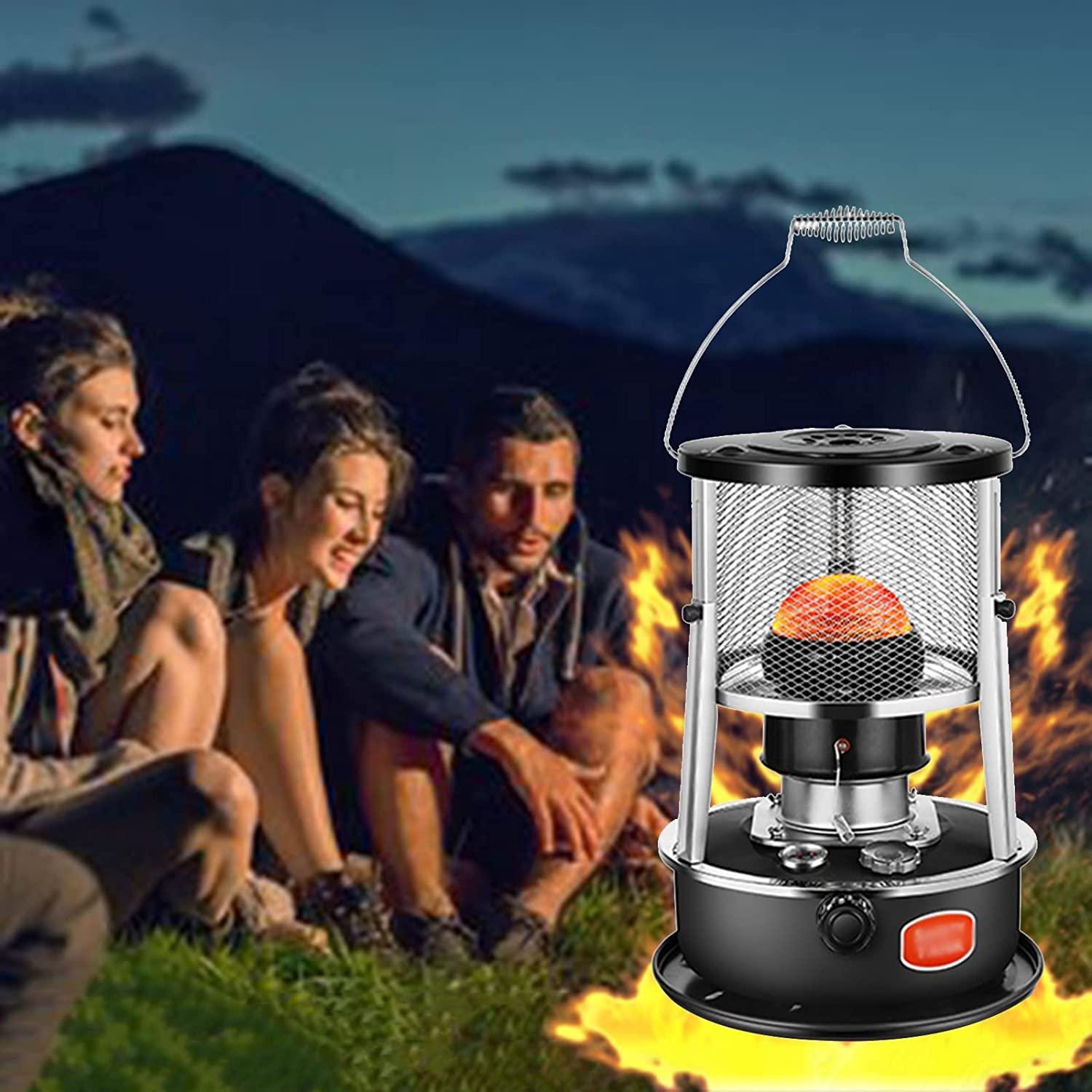 Stainless Steel Handheld Portable Kerosene Heater Stove, 2600W Indoor Kerosene Heater, Kerosene Stove Burner with 2 Wicks for Indoor Outdoor, Patio, Deck, Home (Color : Black, Size : 33x33x46cm)