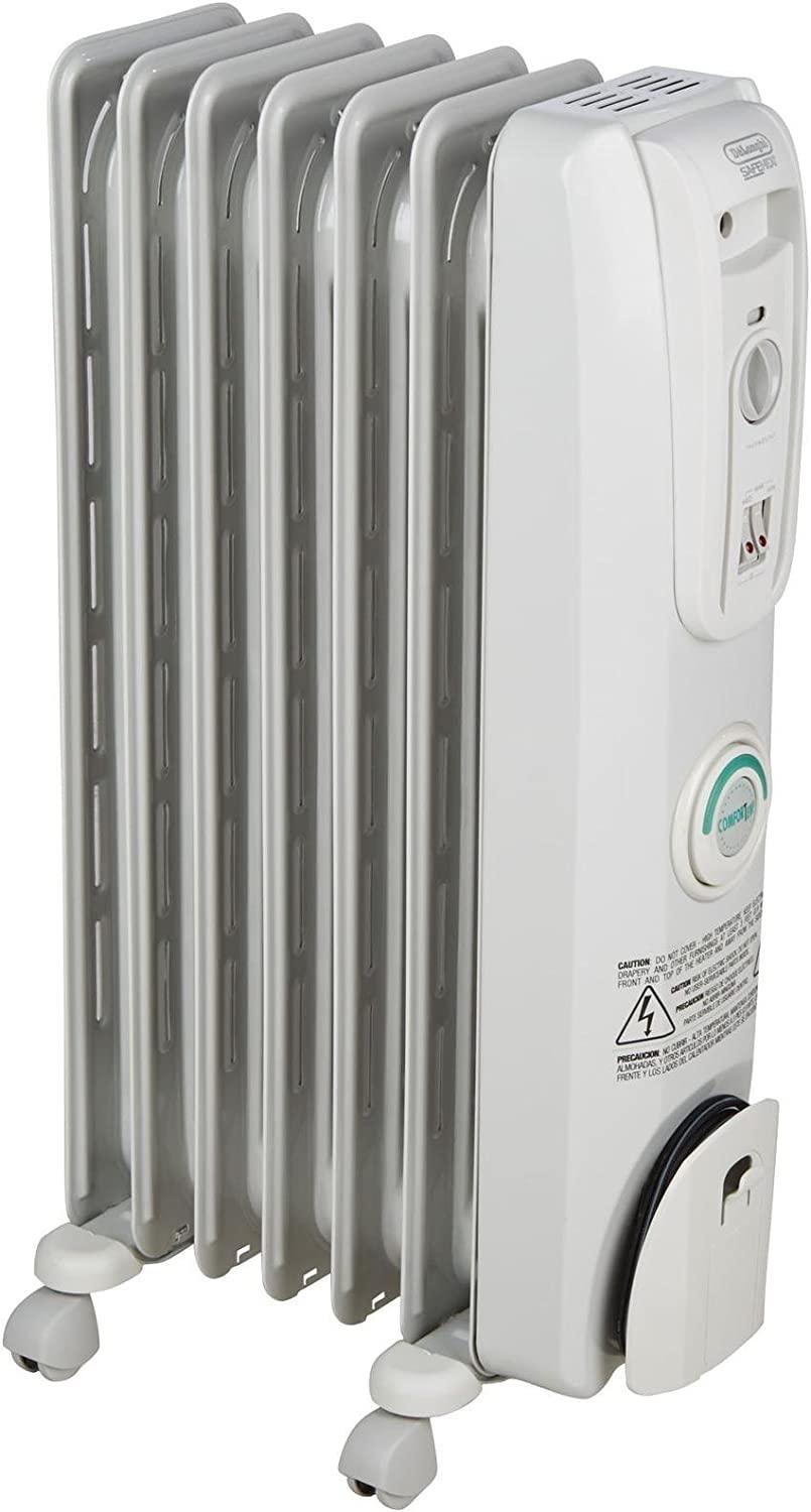 De'Longhi Comfort Temp Full Room Radiant Thermostat, 3 Heat Settings, Energy Saving, Safety Features, Nice for Home with Pets/Kids, 27" x 6.5" x 15.5", Light Gray