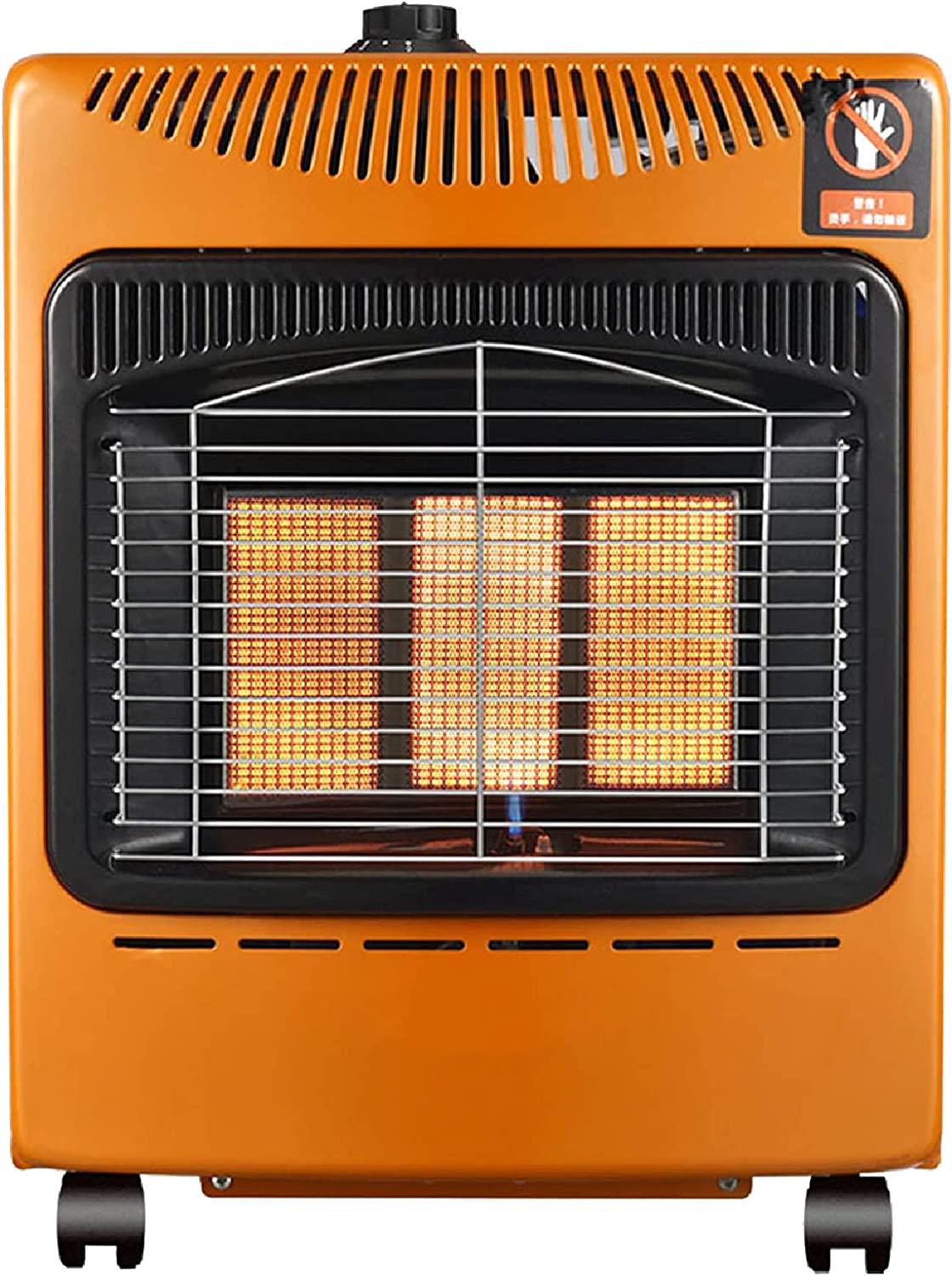 Gas Heater for Interiors Including Hose 3 Heating Levels Up To Gas Fan Heater 4200-Ready for Immediate Use Infrared Ceramic Burner 40 M2 Overturn Protection for Bedroom, Study, Living Room,Natural gas