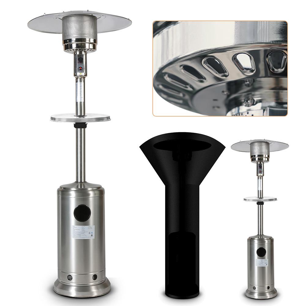 Gplesas 46000BTU Patio Heaters Gas Stainless Steel Outdoor Heating ETL Certificate Silver Waterproof Cover Home Yard