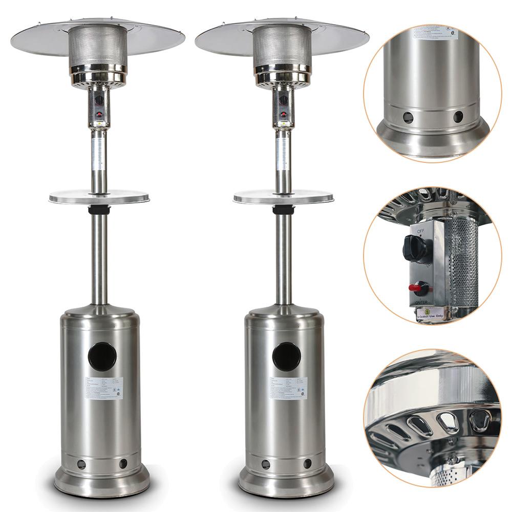 Goory Stainless Steel Patio Heaters ETL Certificate Portable Outdoor Heating Propane 46000BTU Waterproof Cover Garden Home