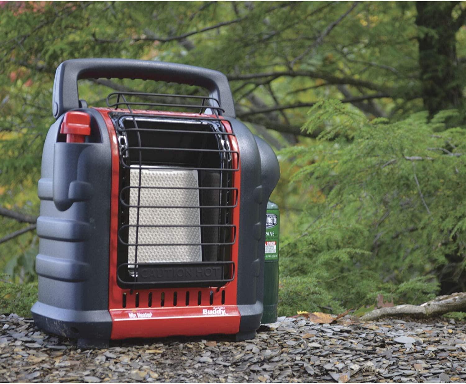 Accidental Tip-Over Shut-Off Great For Tents Campers Rvs Hunting Fishing Workshop Garage Cabin Portable Buddy Propane Heater 9000 BTU Fold-down Handle Single Control Start Knob Heating Area 225 Sq.