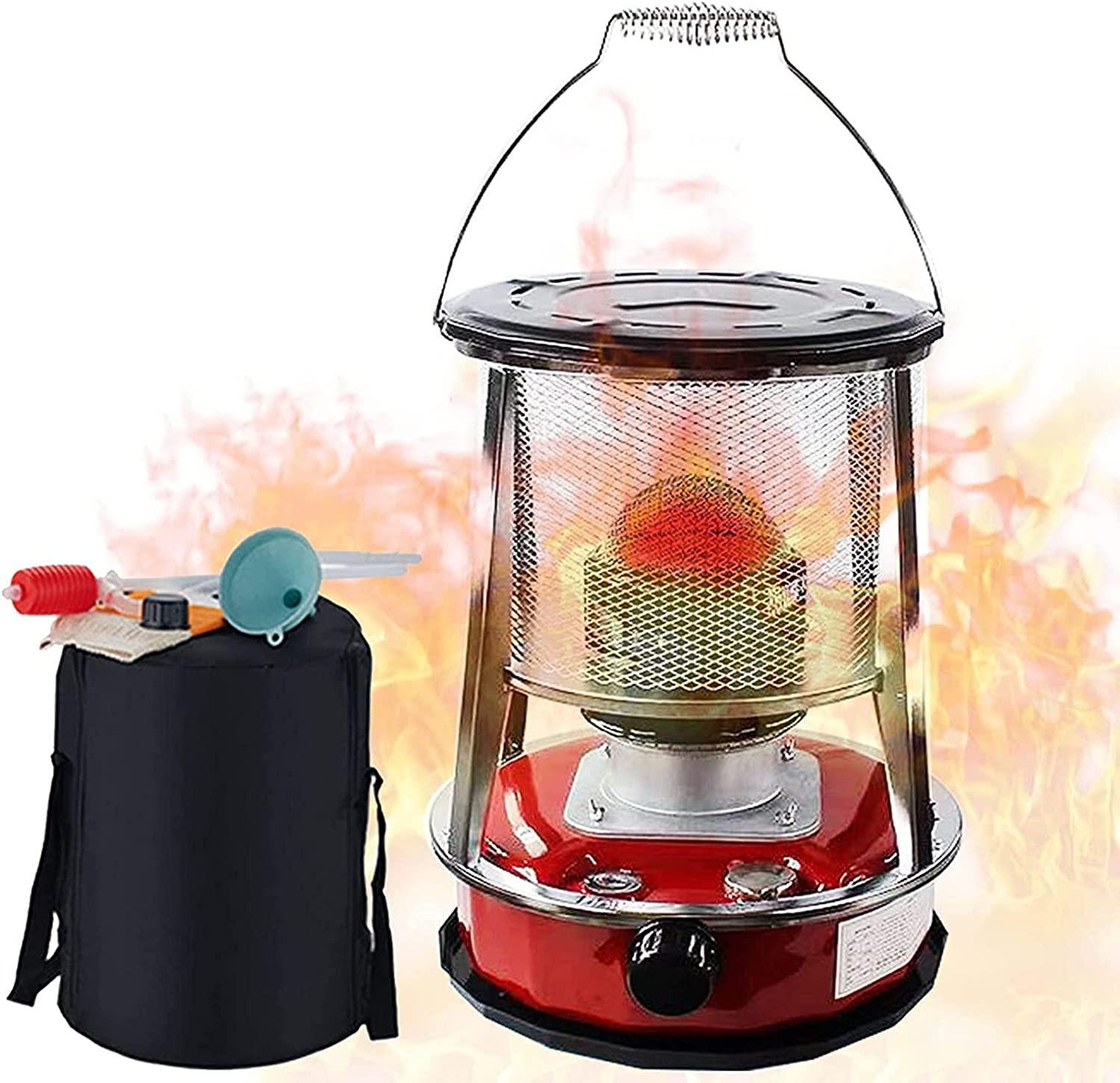 Portable Kerosene Heater, Mobile Efficient Kerosene Stove Burner, Camping Oil Heaters, with Fall Protection and 3 Spare Wicks, 4.6L