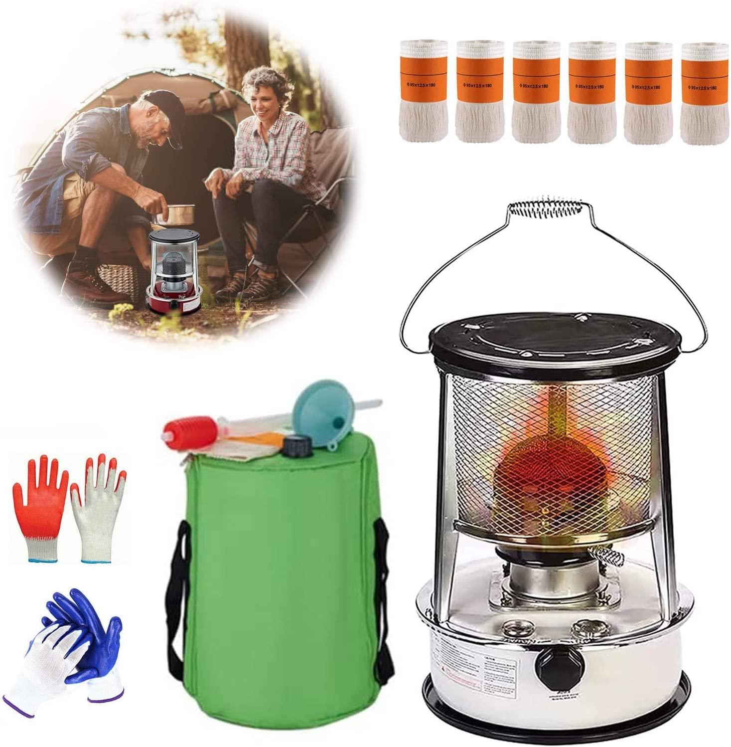 Outdoor Kerosene Stove Burner Camping Oil Heaters Mobile Emergency Kerosene Heater 4.6L 6L Adjustable Flame with Stove Bag and 6 Wicks (Color : White (6L 6 Wicks))