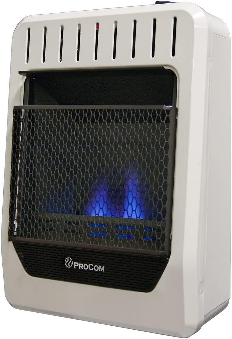ProCom Dual Fuel Ventless Blue Flame Heater - 10,000 BTU, Manual Control - Model# MG10HBF-R (Renewed)