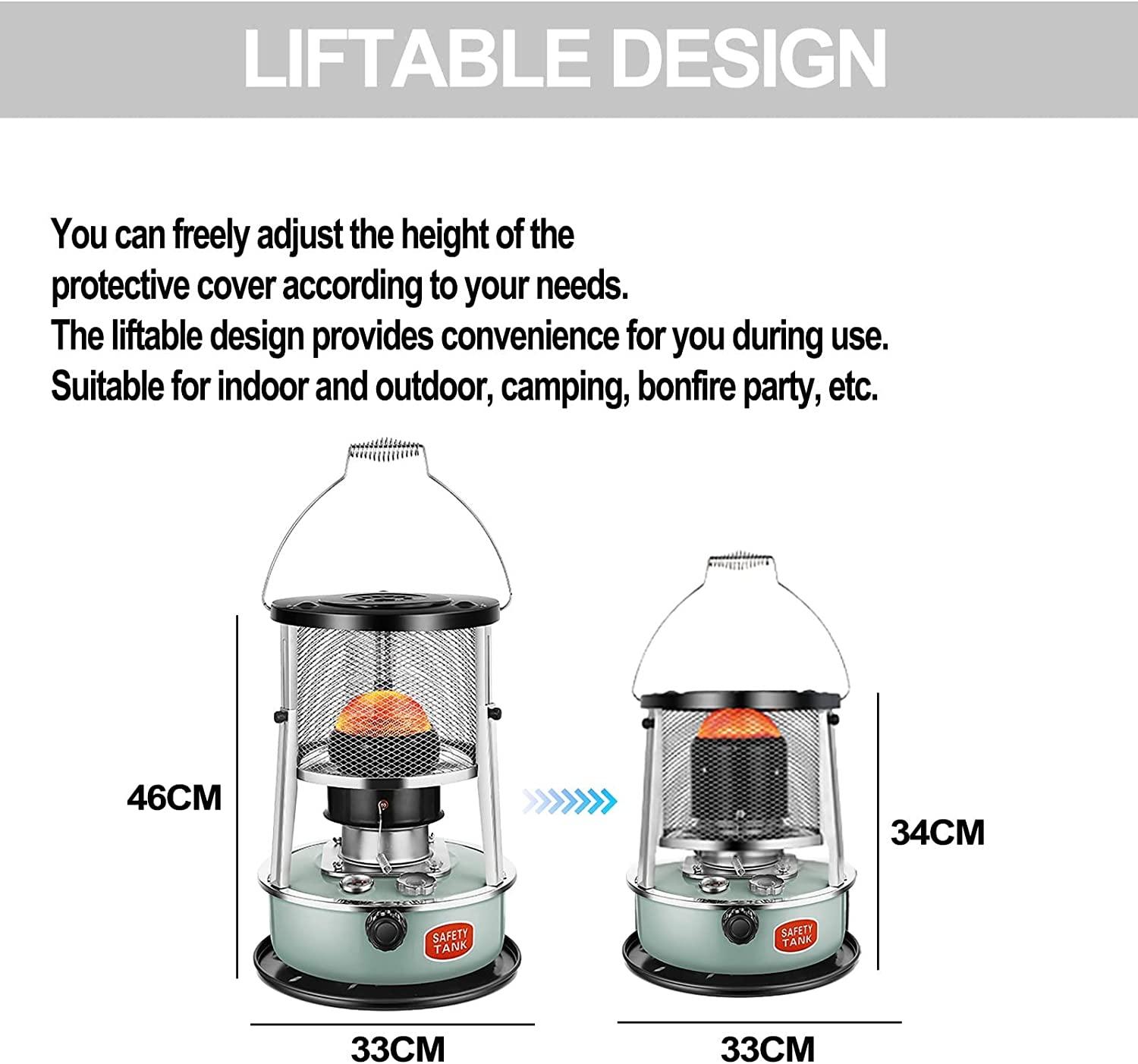 Indoor Kerosene Heater, Non-Electric Heating, High Efficiency Heating Kerosene Heater, with Fall Protection, Oil Heaters for Indoor Use Adjustable Flame with Storage Bag and 2*Cotton Cores - Image 7