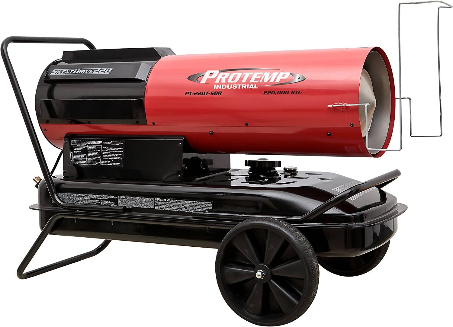 Pro-Temp PT-220T-SDR Silent Drive Kerosene/Diesel Forced Air Heater with Thermostat, 220,000 BTU