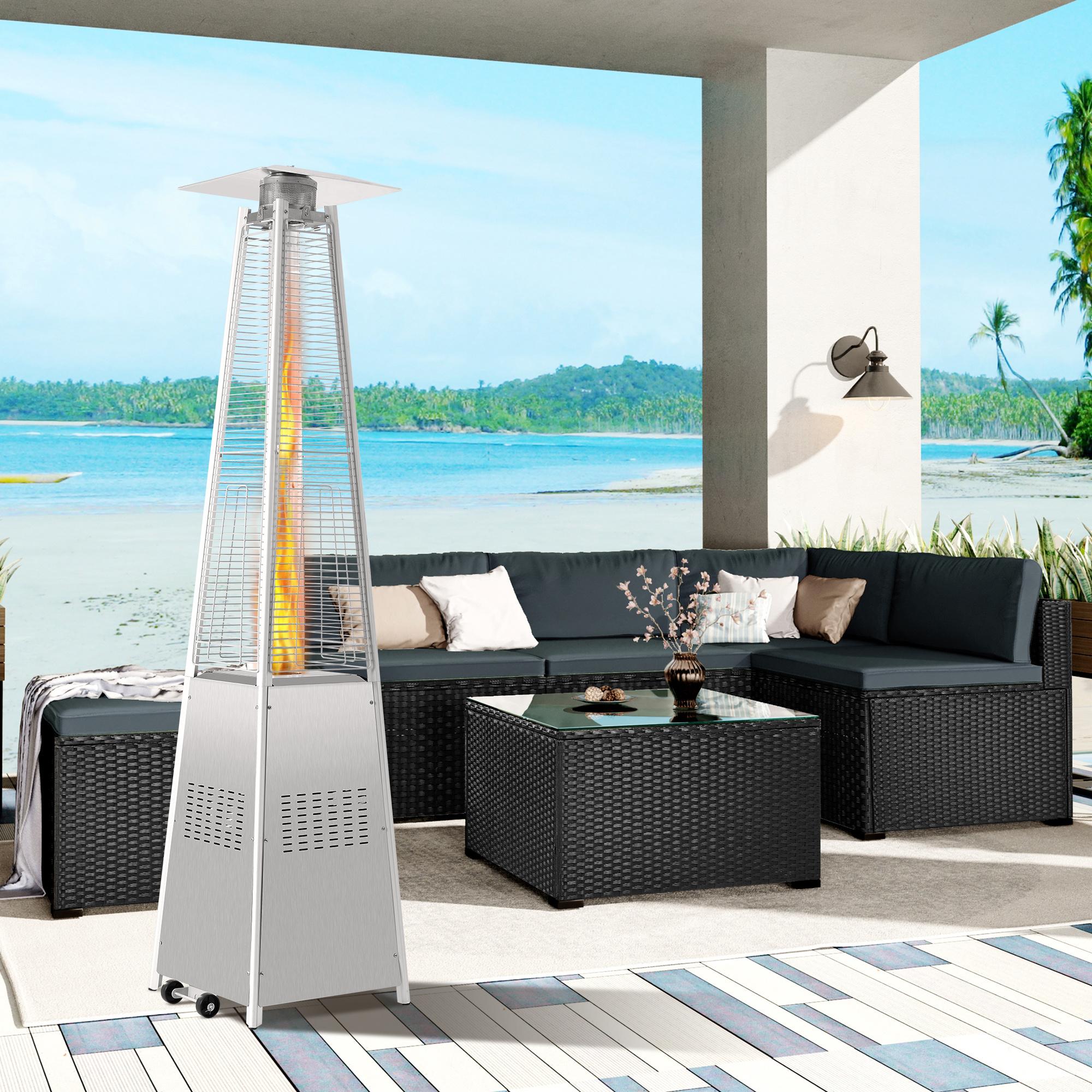 42000 BTU Stainless Steel Material Pyramid Glass Tube Flame Outdoor Heater with Long Strips of Flame with Aluminum Top Reflector Shield Heating Up to 115 Square feet - Image 3