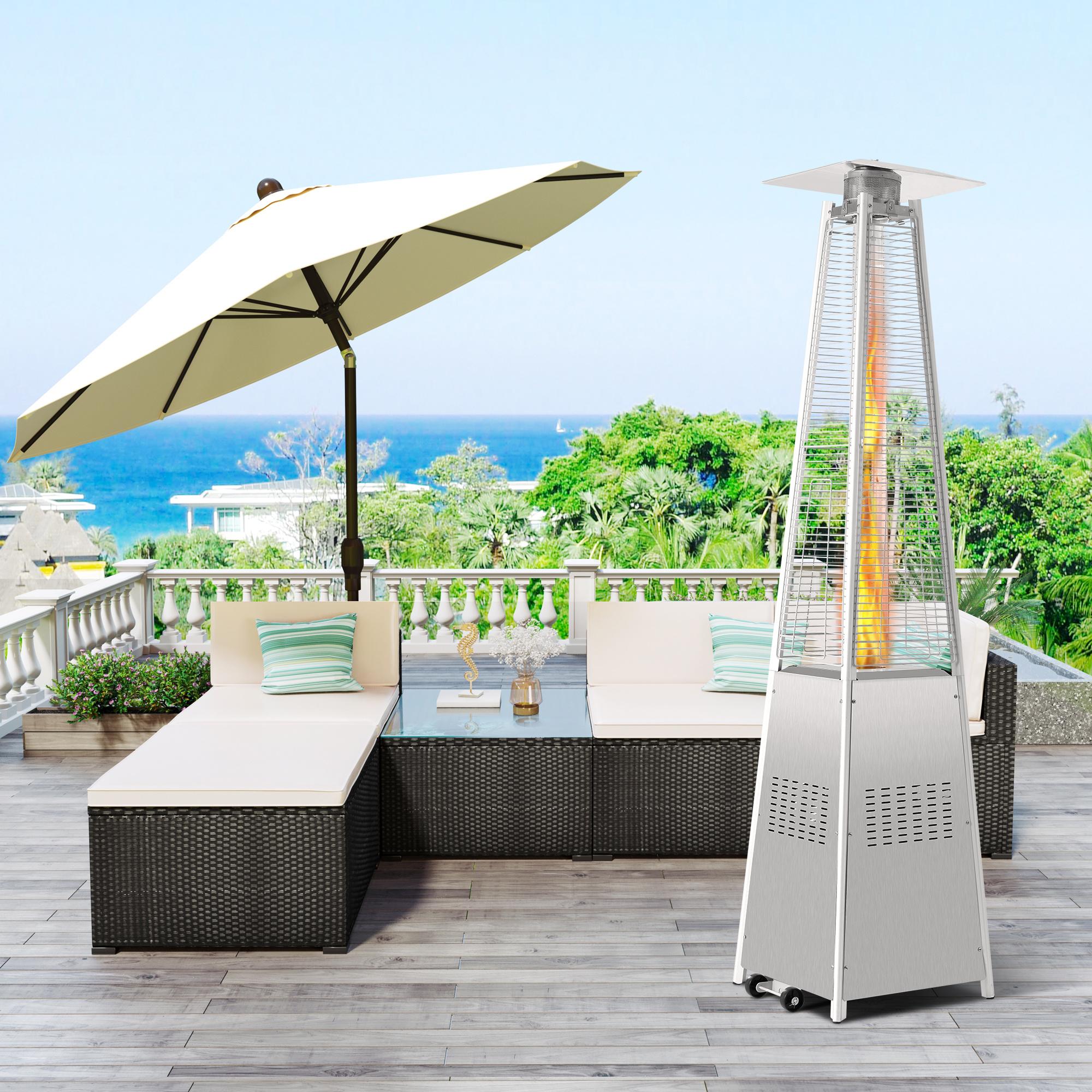 42000 BTU Stainless Steel Material Pyramid Glass Tube Flame Outdoor Heater with Long Strips of Flame with Aluminum Top Reflector Shield Heating Up to 115 Square feet - Image 4