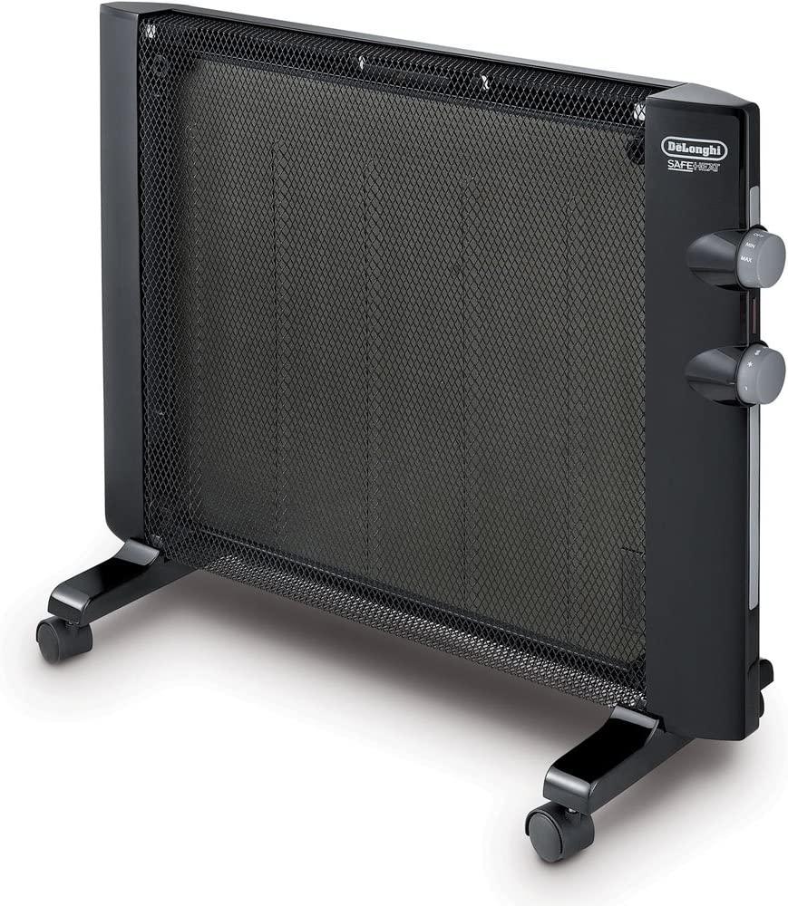 De'Longhi Mica Thermic Panel Heater, Full Room Quiet 1500W, standing/Easy Install Wall Mount, Adjustable Thermostat, 2 Heat Settings, Black, HMP1500