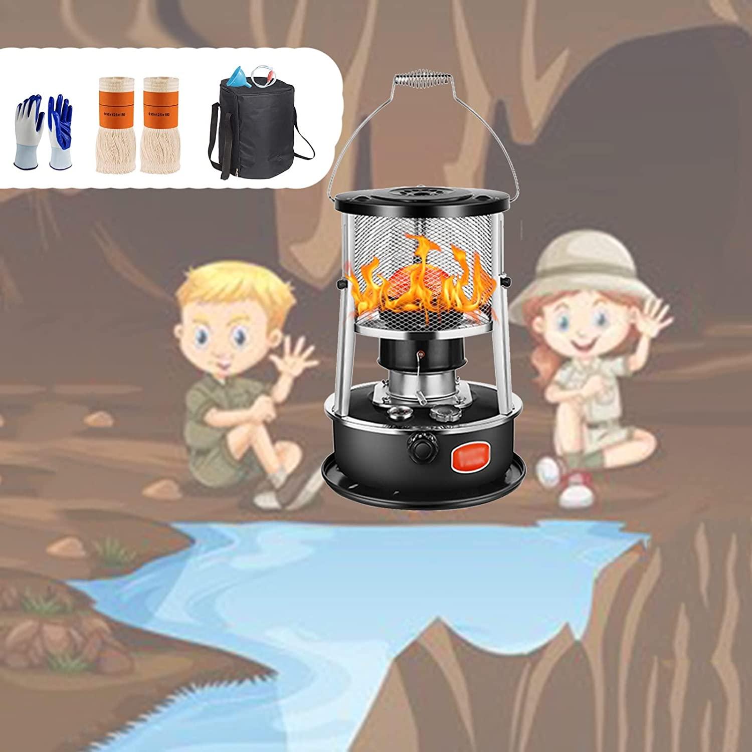 Portable Kerosene Stove Heater, Indoor Camping Kerosene Heater, Large Kerosene Stove Heater with Automatic Fire Extinguisher, Portable Multipurpose Stove, Black, 4.5L