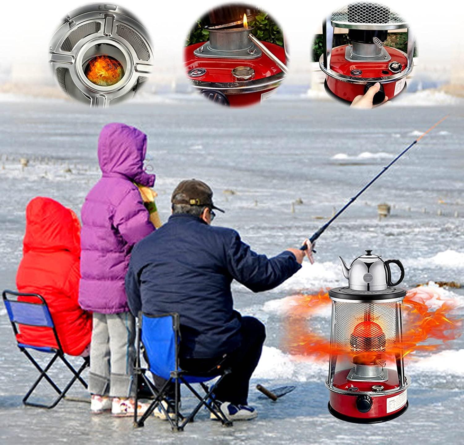Red Efficient Kerosene Stove Burner Portable Kerosene Heaters Non Electric Multifunctional Stove Heater 4.6L for Indoor Outdoor Cooking Camping Ice Fishing Survival Emergency