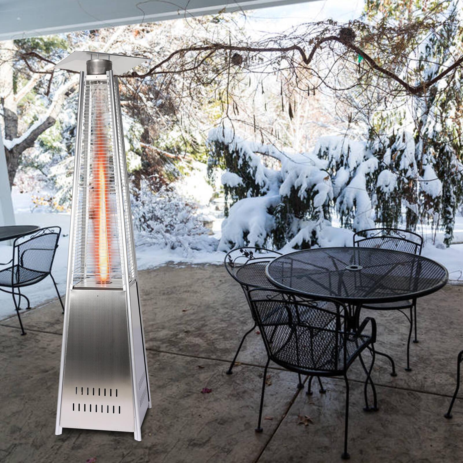 Patio Heater 42,000 BTU Pyrami-d Flame Outdoor Heater Propane Heater With Wheel