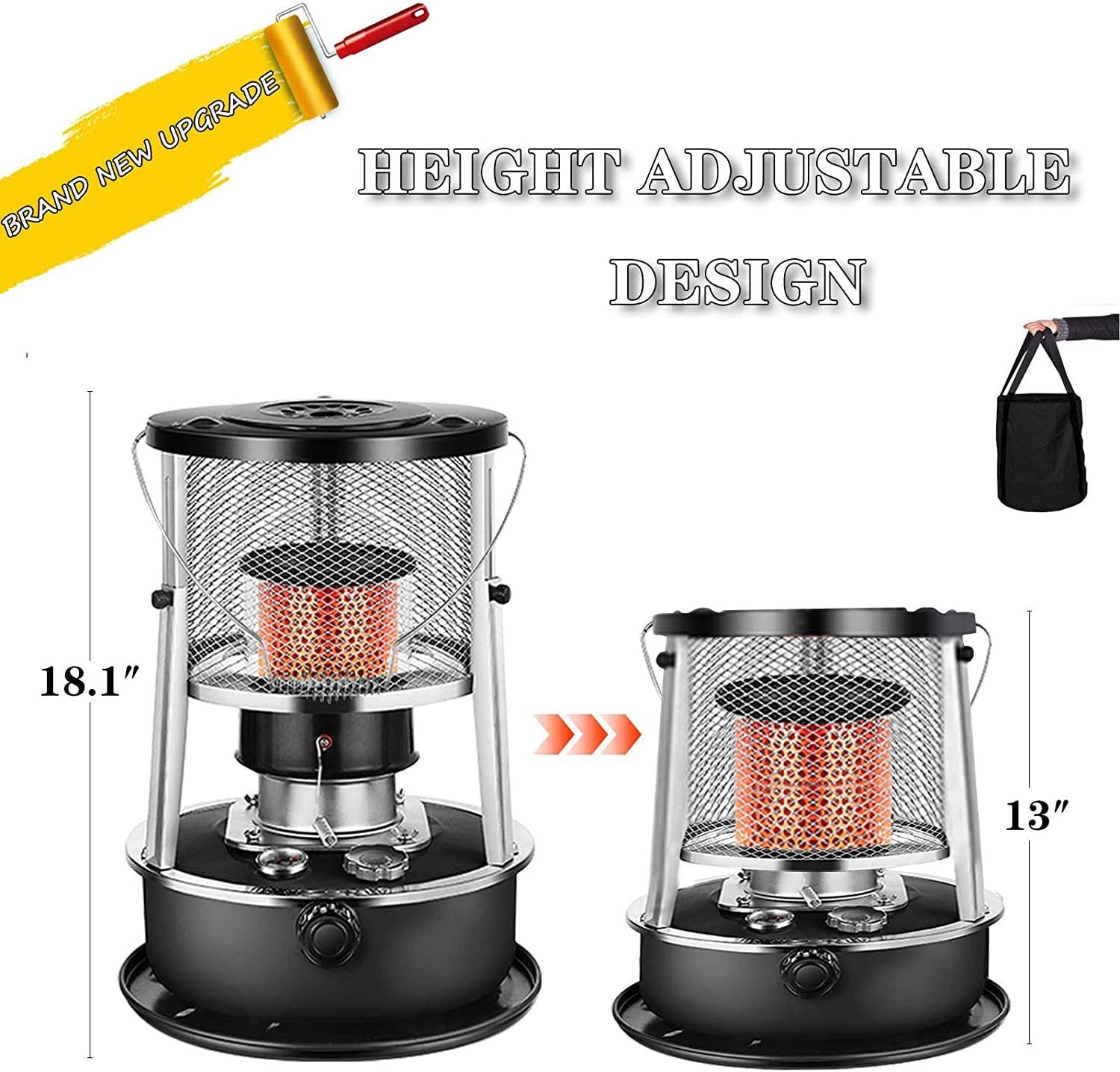 Kerosene Heaters for Indoor Use Outdoor Camping, Stainless Steel Kerosene Oil Heater with Anti-Tipping Automatic Closing, Lightweight Portable Liftable Design for Indoor Outdoor, Patio, Deck, Home - Image 4