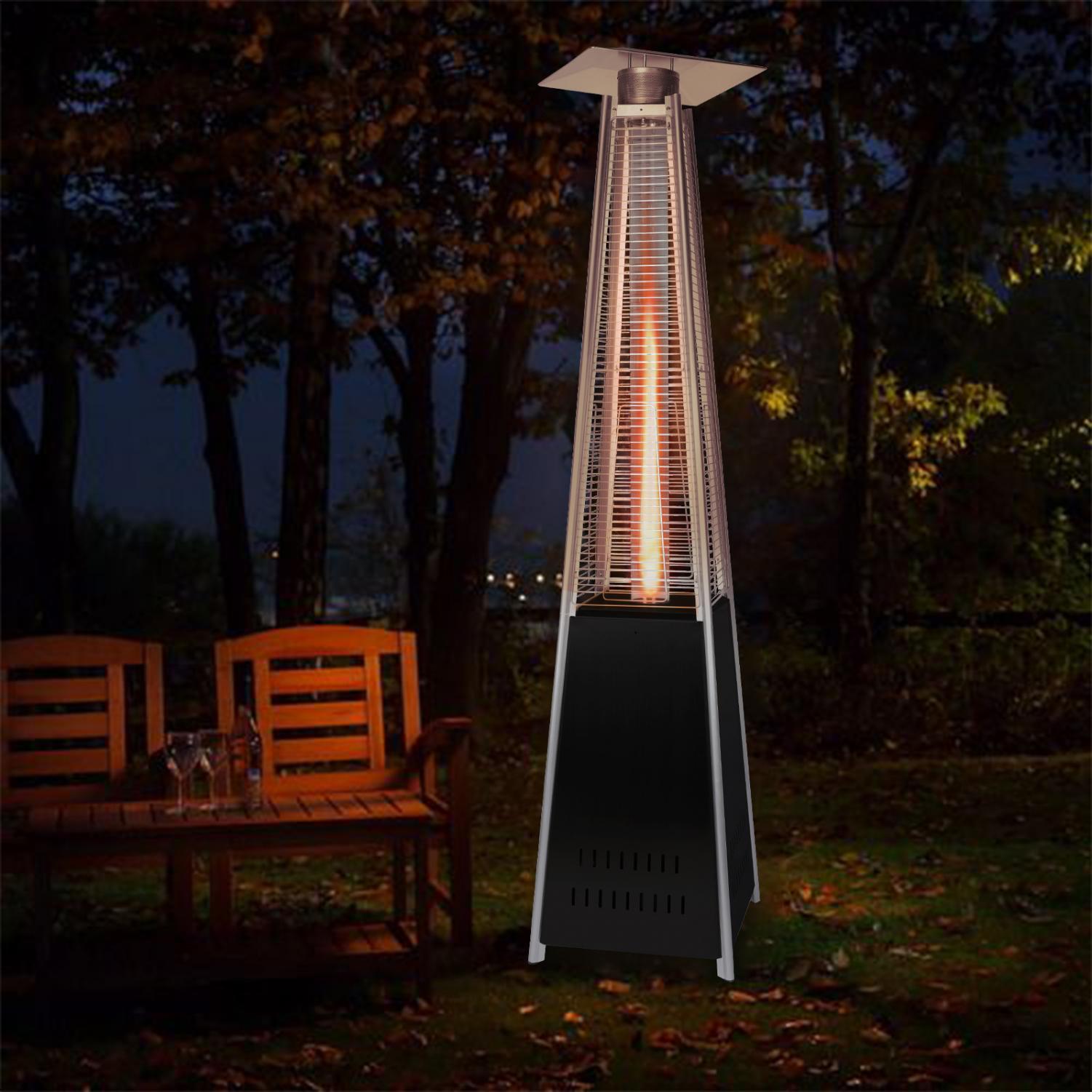 Follure Space Heater,Propane Heater,Patio Heater,42,000 BTU Pyrami-d Flame Outdoor Heater Propane Heater With Wheel,Black