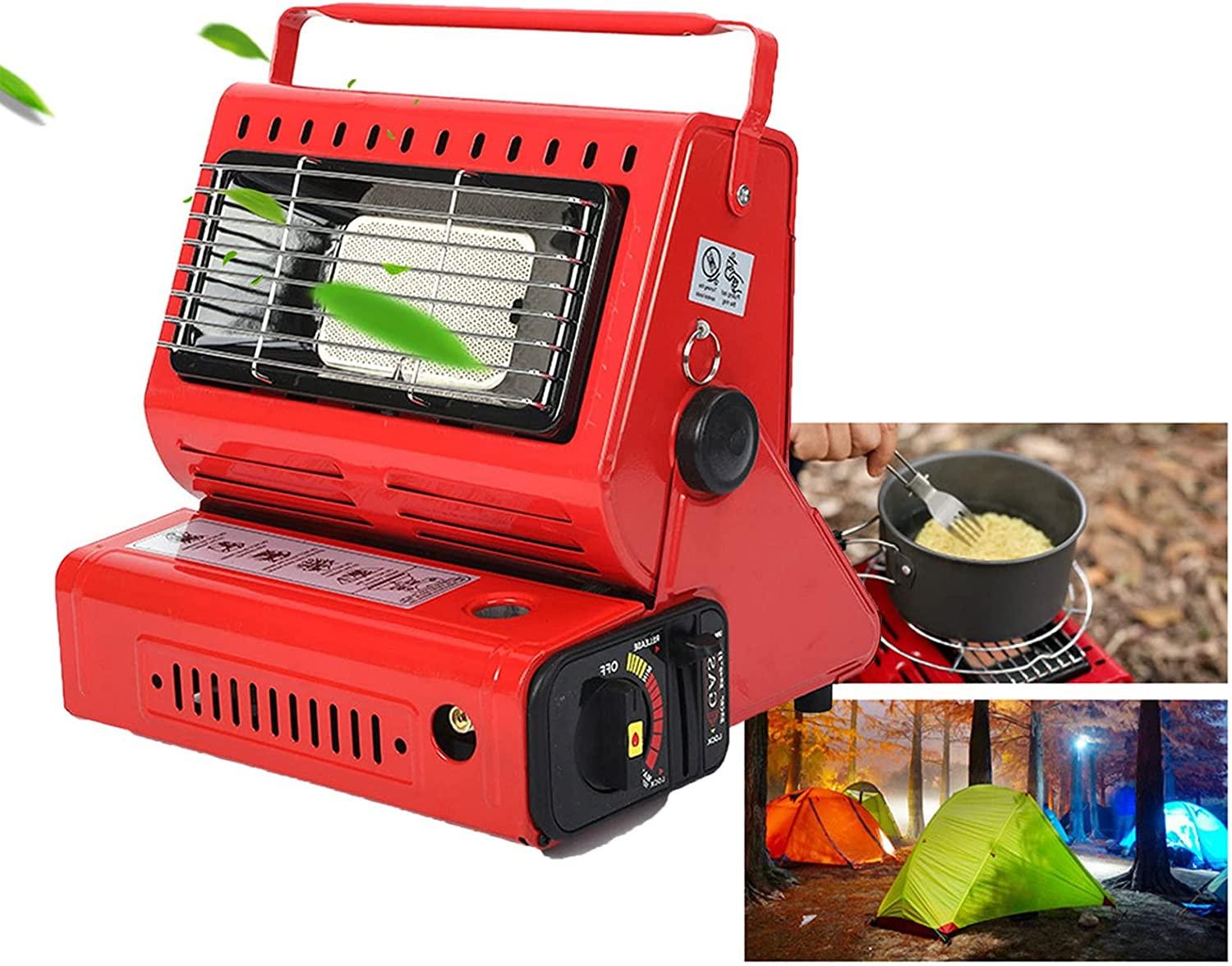 Portable Butane Stove Camping Gas Heaters For Outside, Compact Mobile Lightweight Portable Heater For Camping Fishing Butane Canisters (Color : RED)