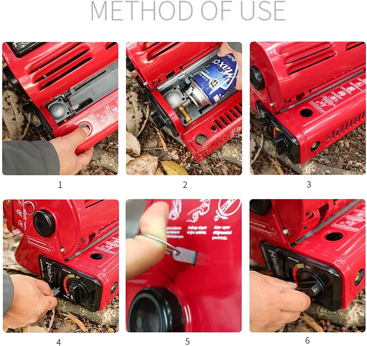 Portable Butane Stove Camping Gas Heaters For Outside, Compact Mobile Lightweight Portable Heater For Camping Fishing Butane Canisters (Color : RED) - Image 6