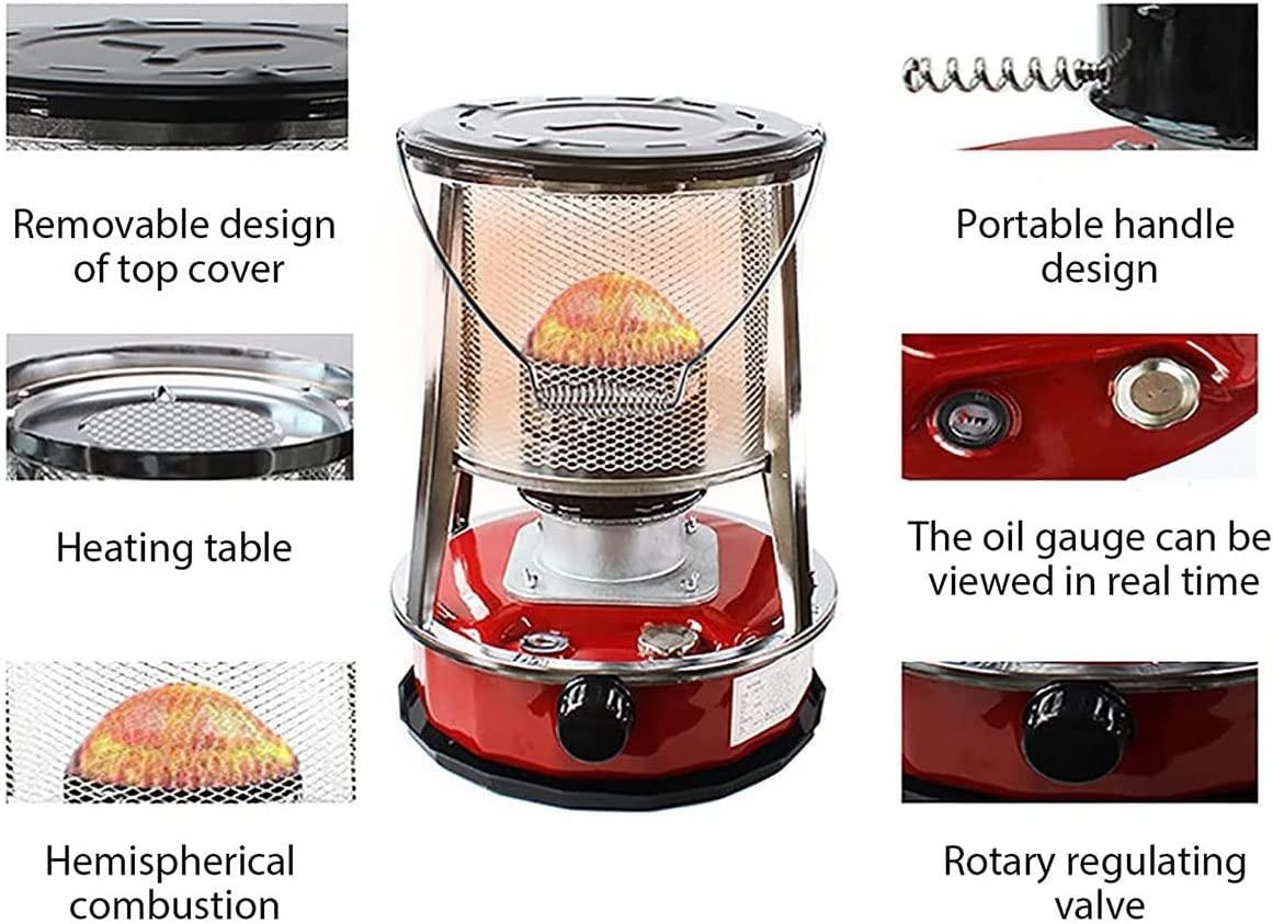 Mobile Kerosene Stove Camping Tent Emergency Heater with 6 Wicks 360°Surround Heating Burner for Outdoor Hiking Picnic Ice Fishing Christmas Party (Color : Red (4.6L 6 Wicks)) - Image 6
