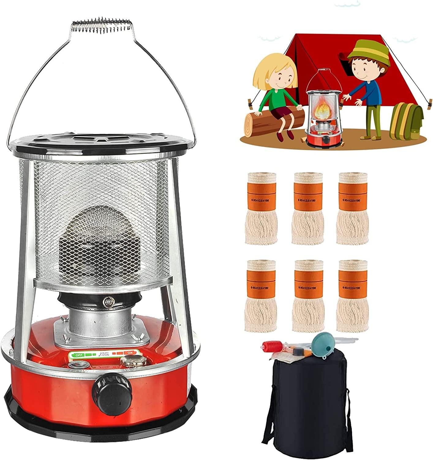 Efficient Wicks Stove for Outdoor Camping Kerosene Oil Heater Red/White Tent Kerosene Stove with 6 Wicks and Fall Protection Patio Emergency Heaters (Size : 4.6L/Red)