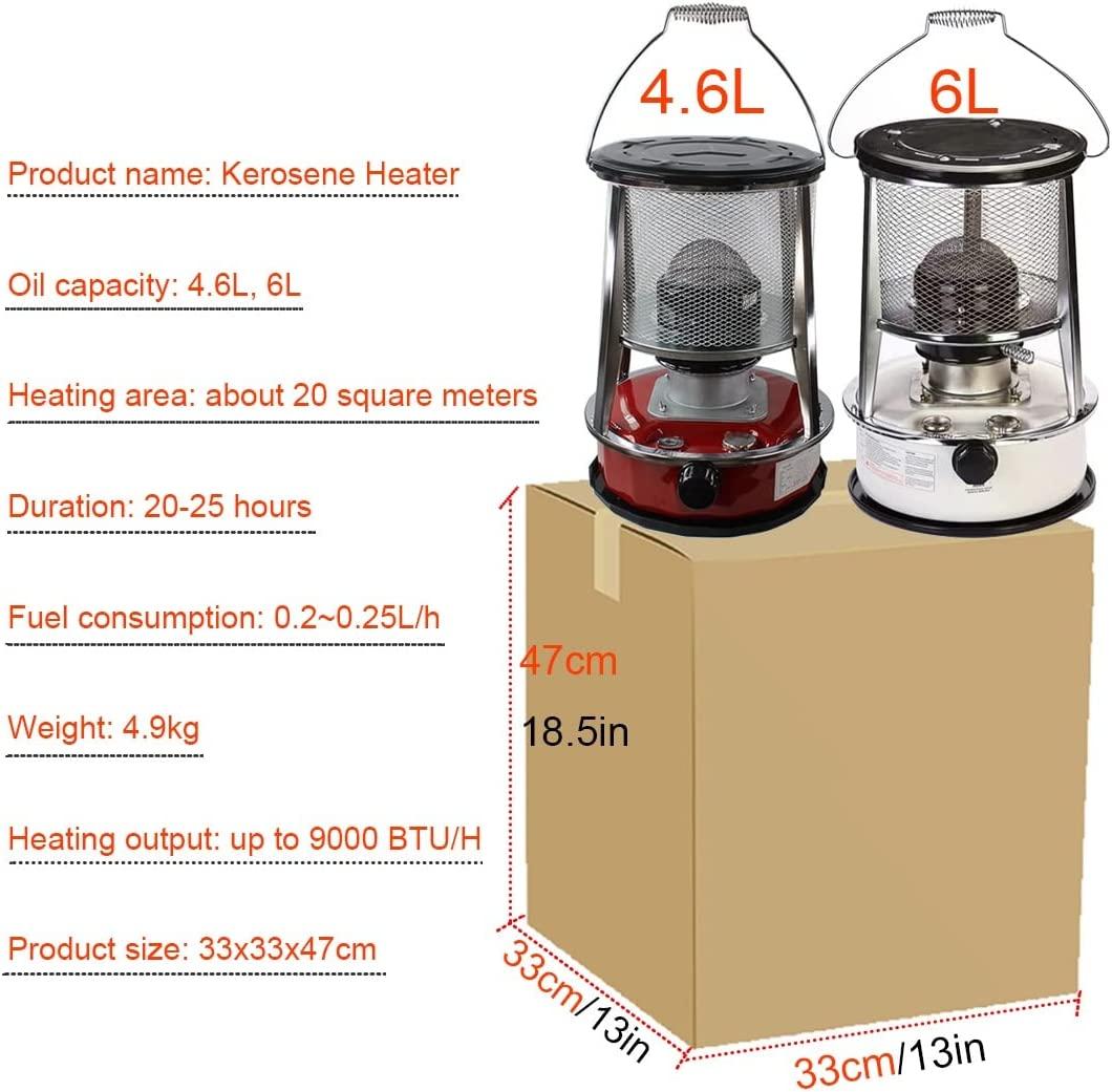 Tent Petroleum Heater Stove Without Electricity Heater for Indoor (4.6L/Red 6L/White) Emergency Stove for Petroleum Heater,Indoor Petroleum Stove with 6 Spare Wicks and 2 Gloves (Size : 4.6L/Red) - Image 7